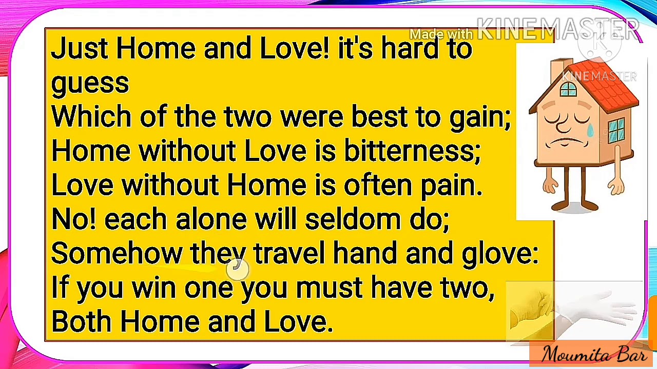 Home and Love poem Line by line explanation class 7