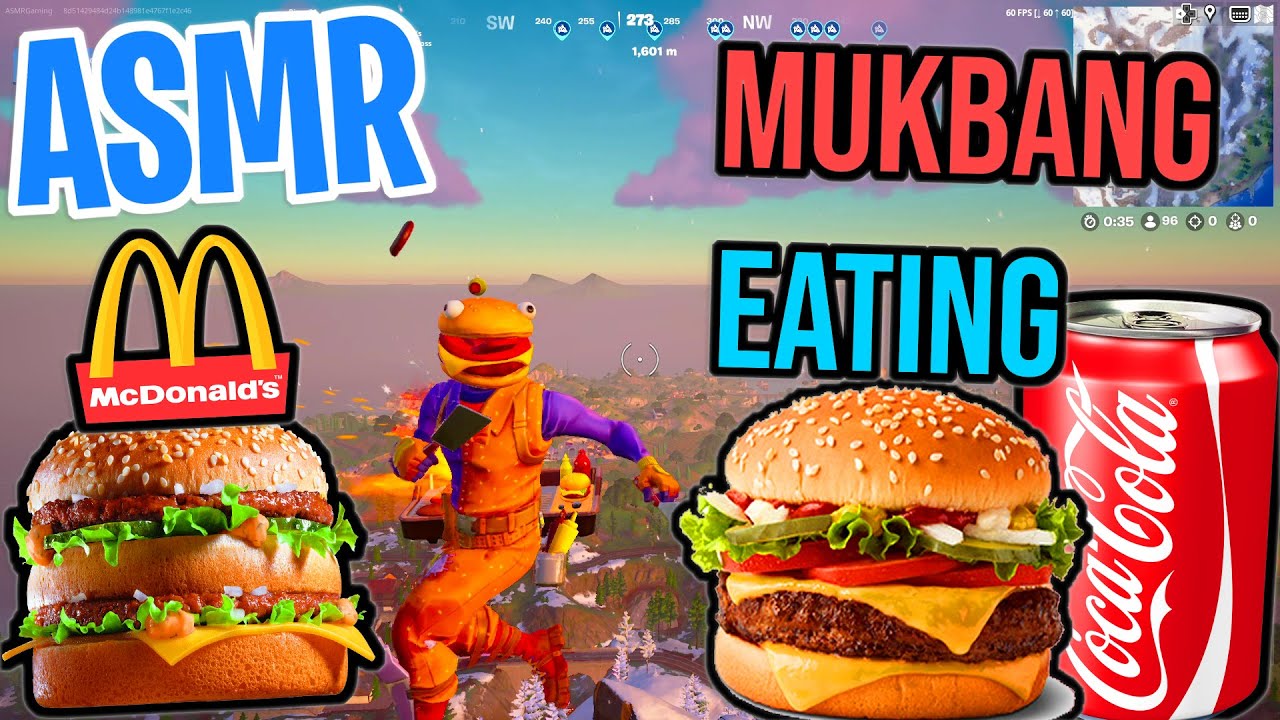 ASMR Gaming 🍔 Fortnite McDonald's Burger Mukbang Relaxing Eating and Spectating 🎮🎧 Mouth Sounds 💤
