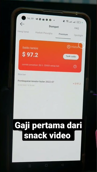 gaji pertama dari Snack video