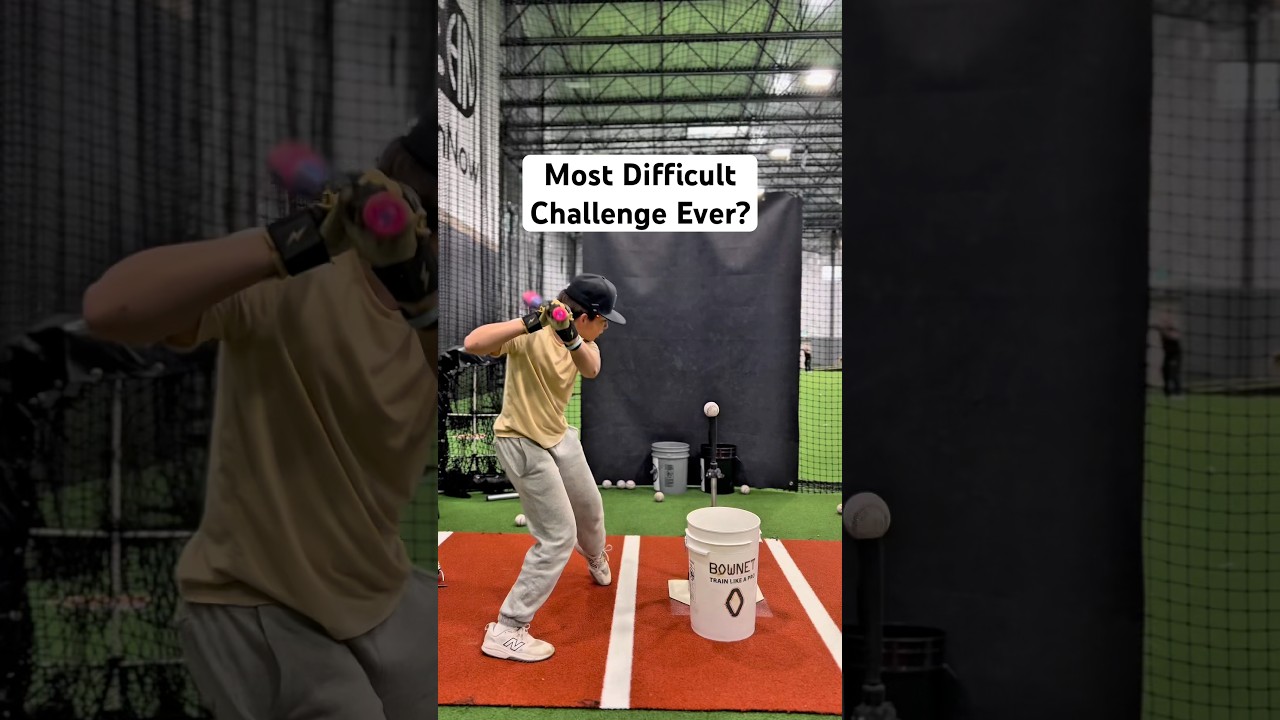 Most difficult baseball challenge ever?? Swing mechanics with coach dad 