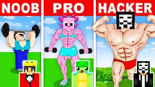 NOOB vs PRO: GIANT BODYBUILDER HOUSE Build Challenge in Minecraft!