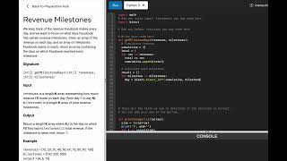 Meta General Engineer Interview Prep - Search - Revenue Milestones - Python