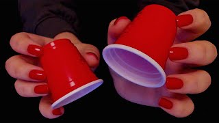 ASMR with Tiny Red Cups - Tapping, Scratching and Rubbing Ear to Ear Sounds