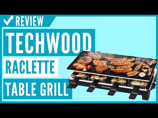 Raclette Table Grill, Techwood Electric Indoor Grill Korean BBQ Grill, Removable 2-in-1 Non-Stick Grill Plate, 1500W Fast Heating with 8 Cheese Melt