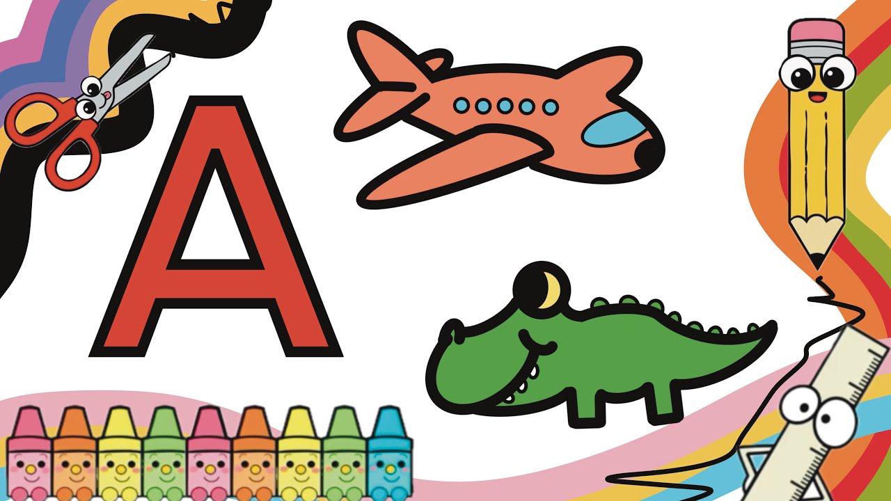 ✏️ Letter A Drawing for Kids 👦 🧒 Easy Alligator 🐊 & Airplane ✈️ Drawing Lesson