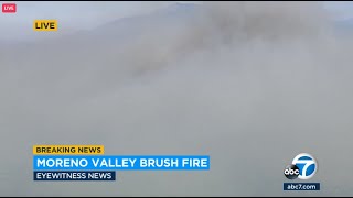 Riverside County firefighters battling 50-acre brush fire near Moreno Valley