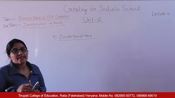 Creating an Inclusive School; Unit - II; Lecture 01 HD
