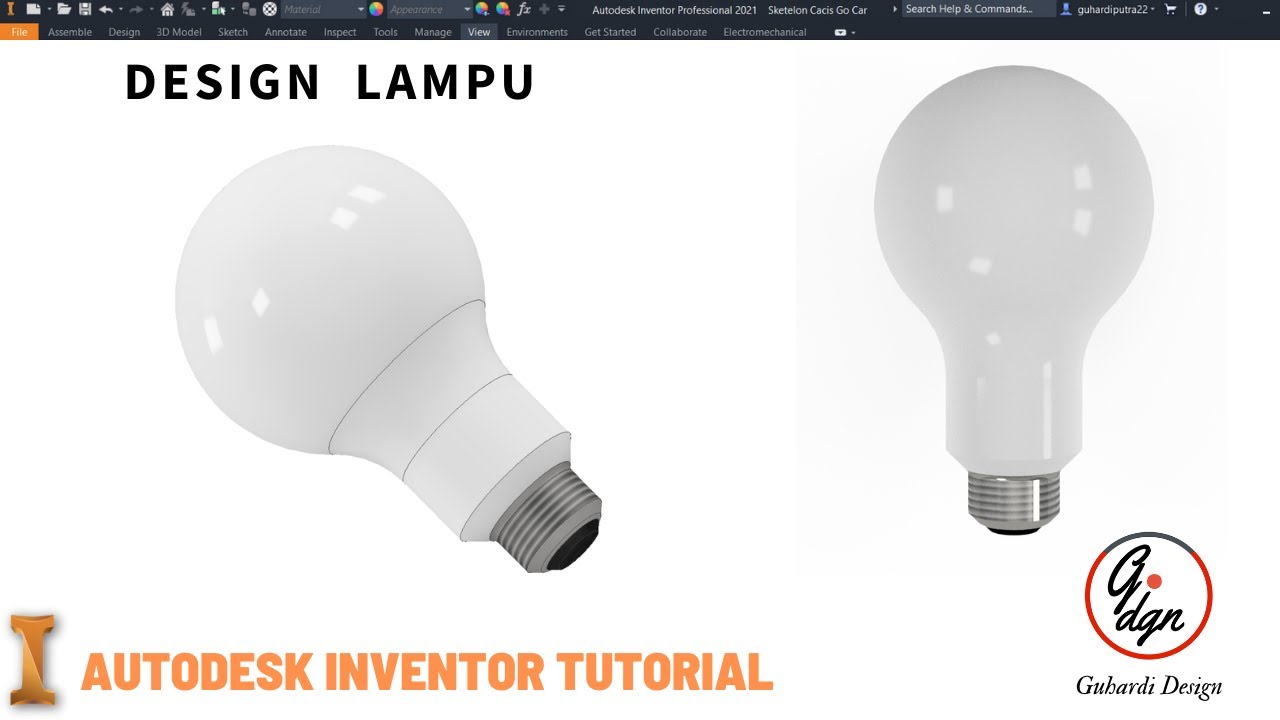 Cara Membuat Desain Lampu 3D dI Software Autodesk Inventor - YouTube
