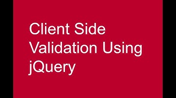 Client Side Validation Using jQuery
