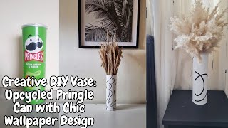 Upcycled Pringle Can and Wallpaper Vase Tutorial - Add Some Style to Your Decor