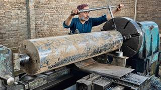 Turning a Massive Steel Shaft on an Old Giant Lathe #machine
