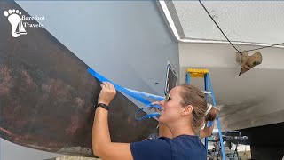 How To Paint your Boat with Total Boat Wet Edge - Roll and Tip - BOAT WORK (Barefoot Travels S4 E49)