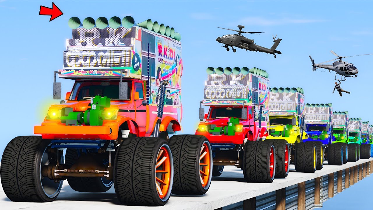 GTA 5 🚚 DJ Truck on Killer Ramp! 💀🔥 Insane Stunts & Crashes