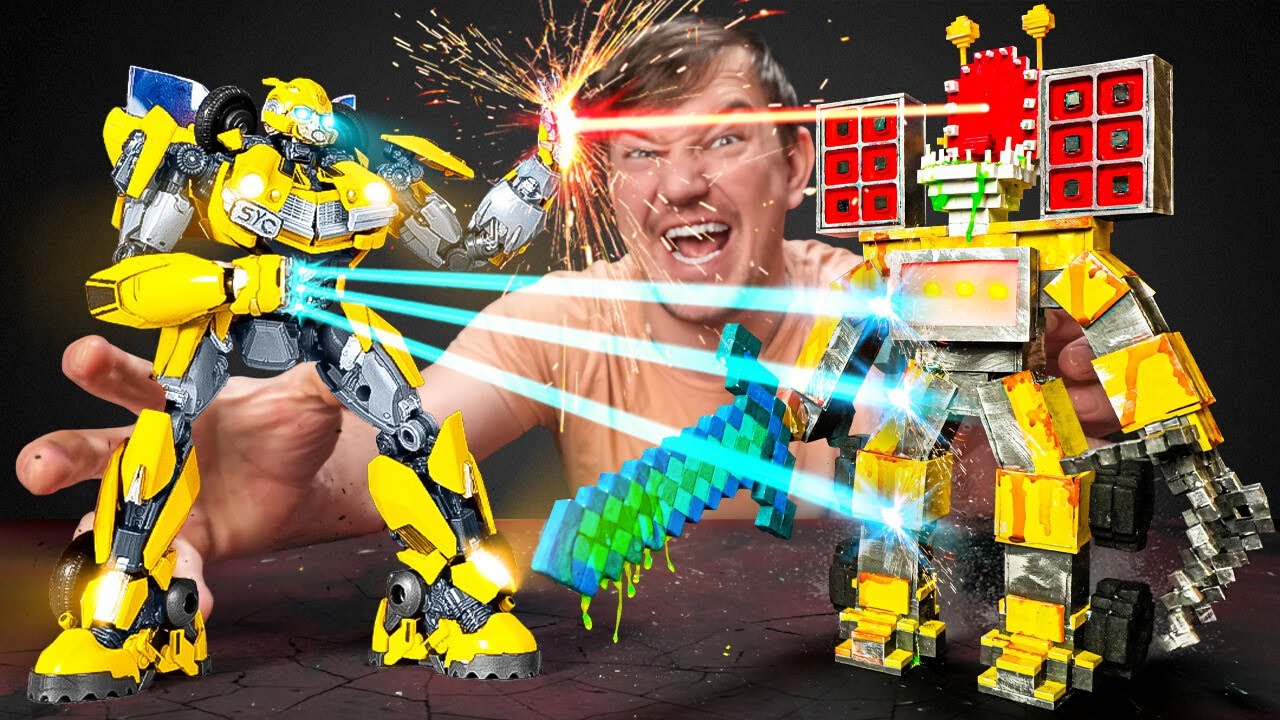 GIANT Minecraft Transformers gegen Bumblebee Transformers – DIESER KAMPF WAR WAHNSINNIG