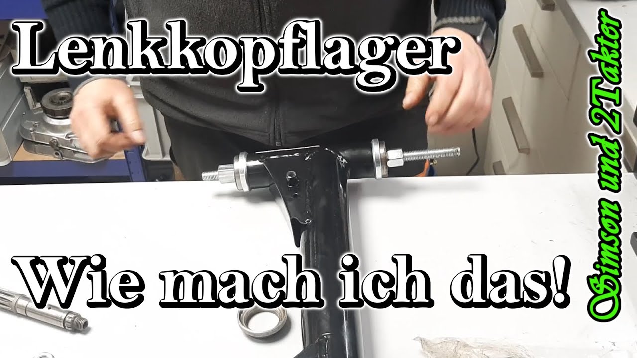 Simson S51 Montage. Lagerschalen des Lenkkopflager im Rahmen einziehen und montieren