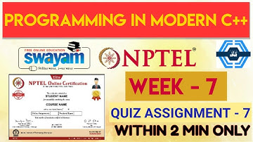 Programming In Modern C++ Week 7 Quiz Assignment Solution | NPTEL | SWAYAM