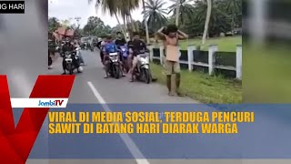 Viral Di Media Sosial, Terduga Pencuri Sawit Di Batang Hari Diarak Warga
