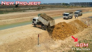 Good Job !! Opening New Project Filling Land Use Miniature Dump Truck5T & D31PBulldozer Pushing Soil