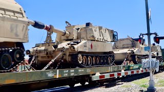 A Military Heavy Equipment Train Rolls Through Marfa, Texas