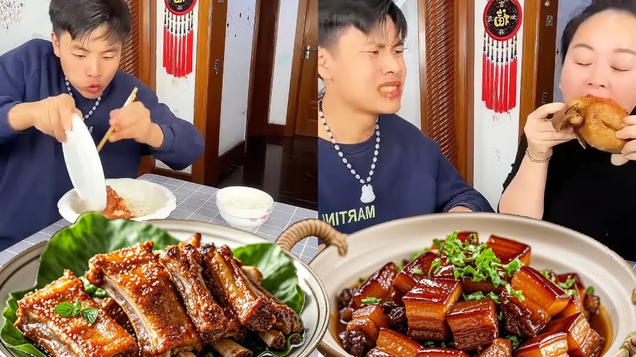 My greedy husband ate all the dishes, and he couldn't even get a bite of the roast chicken.