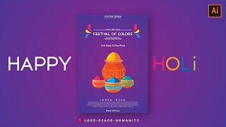 Holi Festival of colors Poster Design in Adobe illustrator Cc 2020 YouTube