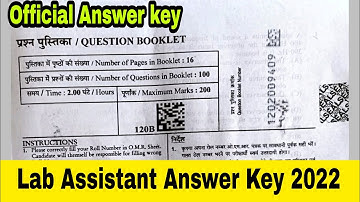Lab Assistant Answer Key 2022 | Lab Assistant 28 June Paper 1st Answer Key 2022