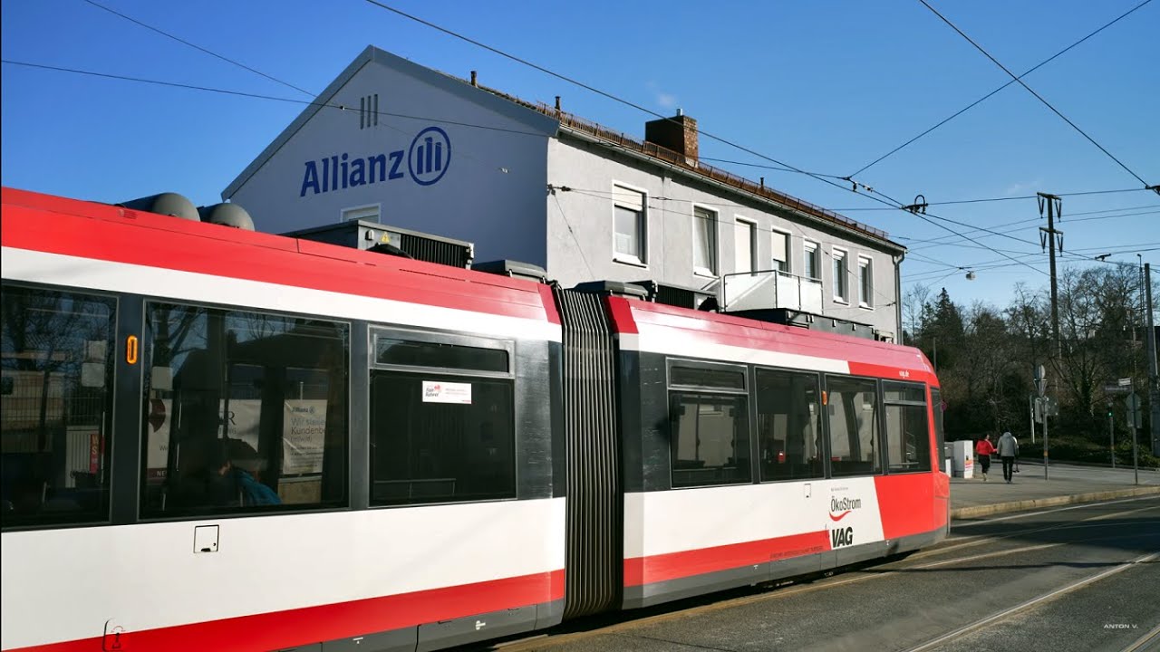 Germany, Nürnberg, Straßenbahn 11 ride from Aufseßplatz to Mögeldorf