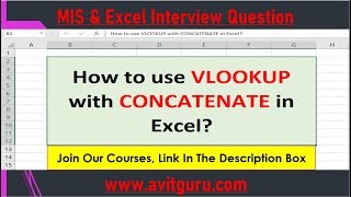 How to use VLOOKUP with CONCATENATE in Excel?