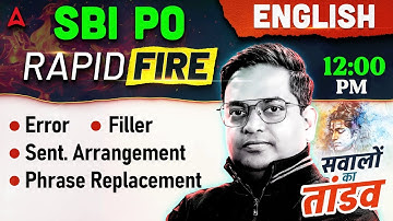 SBI PO English Classes 2024-25 | English Rapid Fire Session | By Santosh Ray