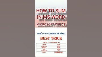 How to Use SUM Formula in Word Tables | #shorts  #education #learn
