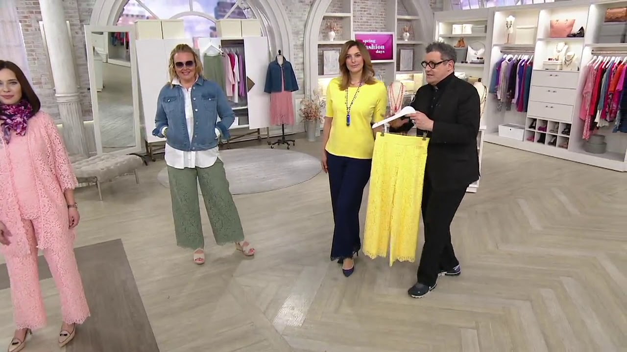 Isaac Mizrahi Live! Wide Leg Knit Lace Pants on QVC