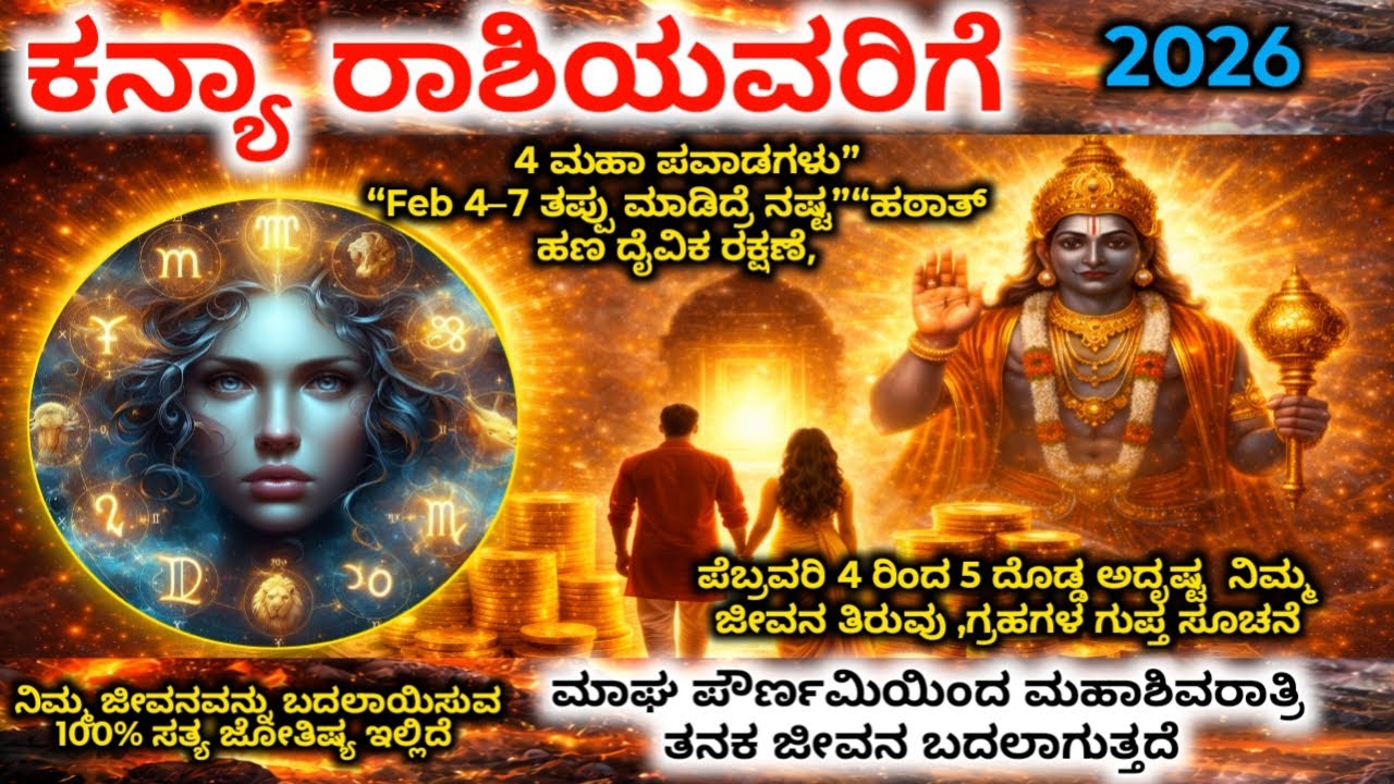 ಕನ್ಯಾ ರಾಶಿ :  ಫೆಬ್ರವರಿ 4–7 ಈ 4 ದಿನಗಳು ನಿಮ್ಮ ಜೀವನ ತಿರುವು | ತಪ್ಪು ಮಾಡಿದ್ರೆ ನಷ್ಟ | ದೇವರ ಸೂಚನೆ | kanya