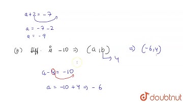 Write down a pair of integers whose: (a) sum is `-7` (b) difference is `-10` (c) sum is `0`