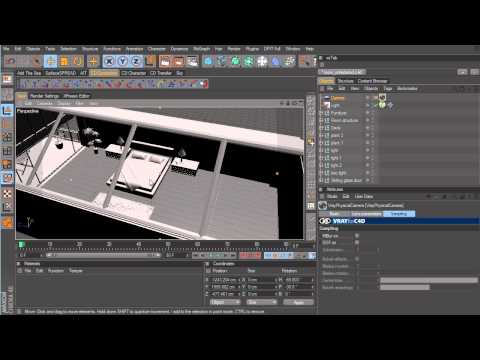 VrayforC4D Tutorial - Setting up the light, camera, and tags