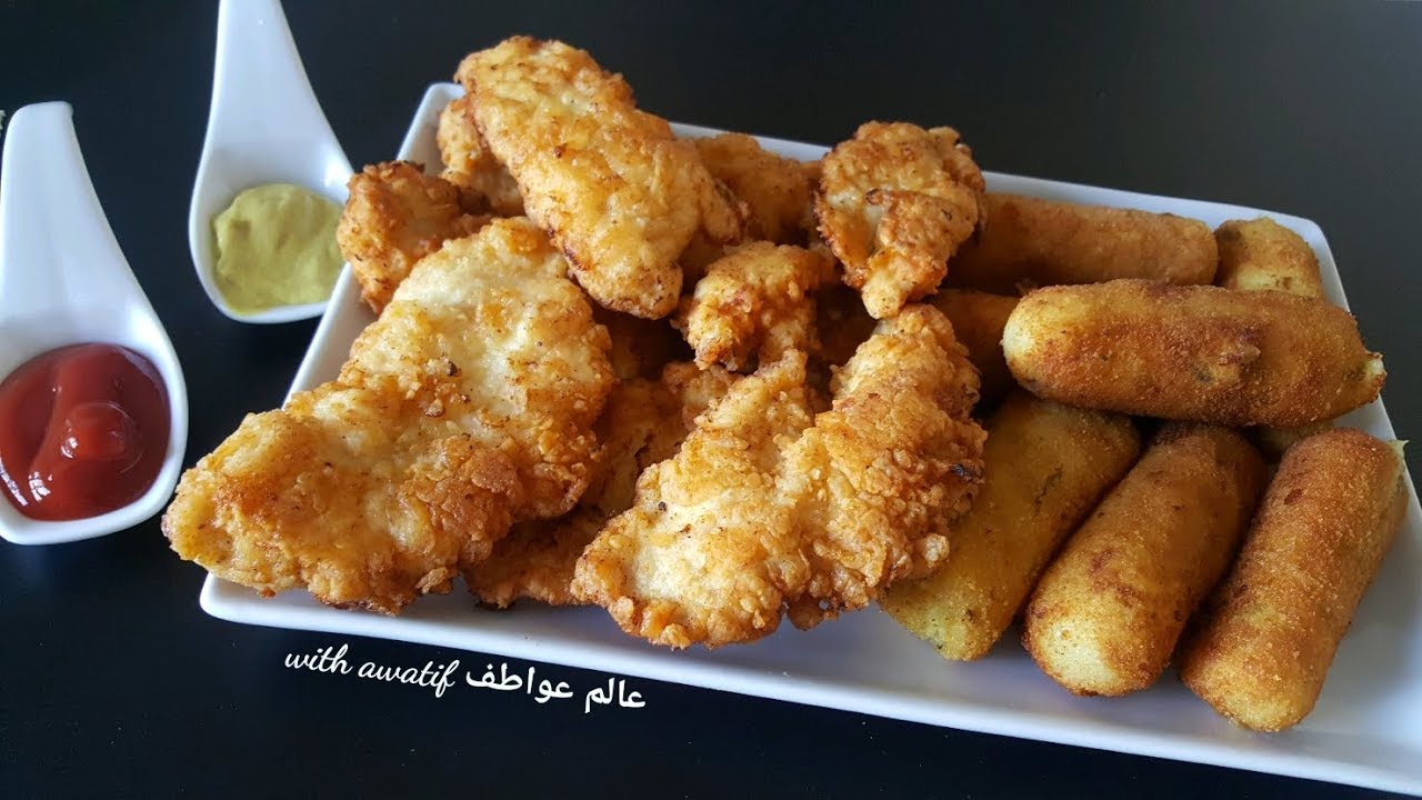 دجاج 10 دقائق مقرمش بطريقة رائعة مع أصابع البطاطس بالجبن في قمة الروعة