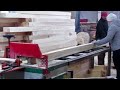 Производство деревянных поддонов (паллет). Торцовка бруса на шашки и очистка заготовки от опилок