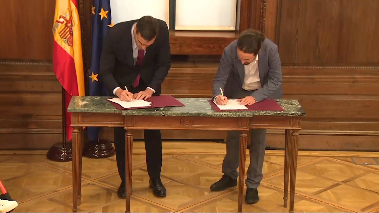 Acuerdo entre PSOE y Unidas Podemos para un Gobierno de coalición - YouTube