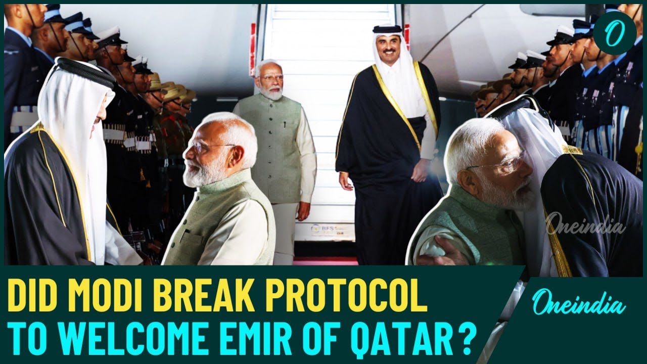 Qatar Emir Visit: Modi Personally Welcomes Sheikh Tamim at Delhi Airport, Breaking Protocol