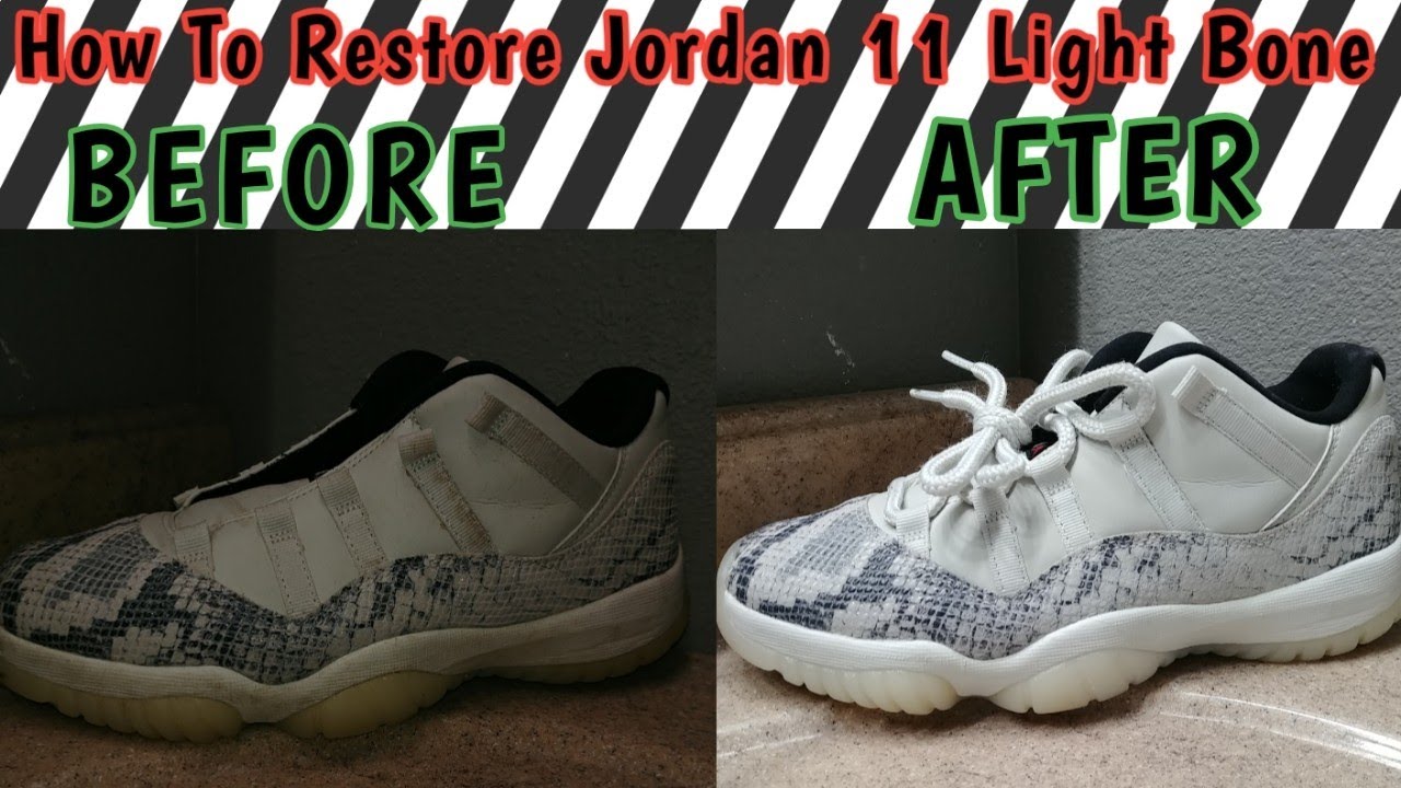 restore Jordan 11 light bone snakeskin 