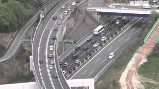 ゴールデンウィーク終盤　渋滞する中国道　空撮