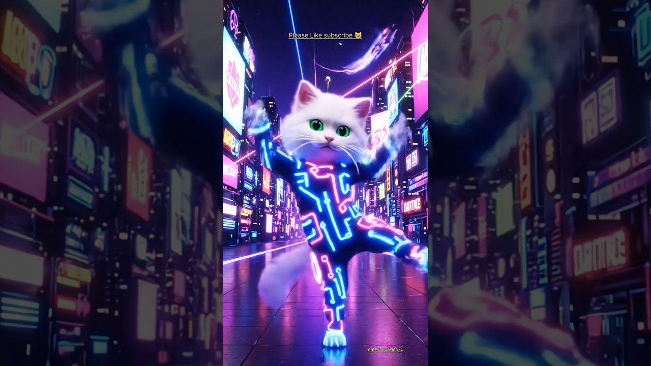 👉 Neon Disco Cat 😻✨ | Futuristic Dance Vibes | Must Watch Till End 🔥 