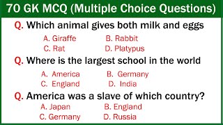 70 GK Questions  General Knowledge questions with answers  GK MCQ (Multiple Choice Questions)