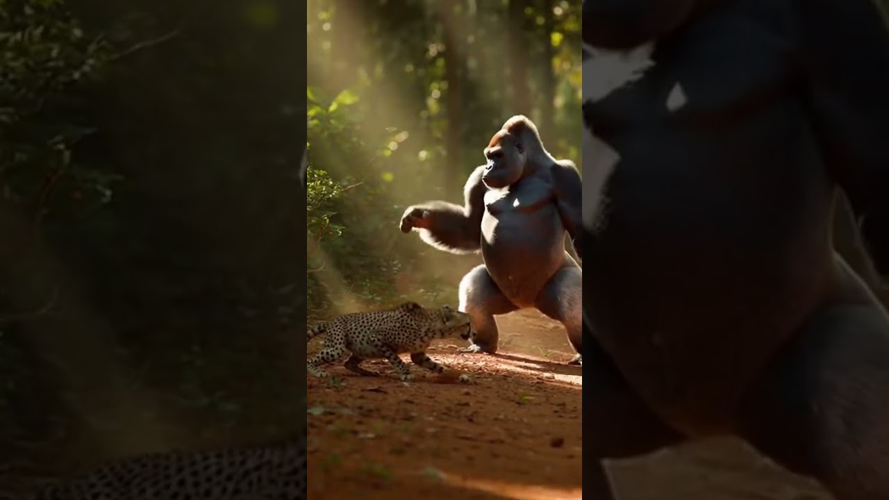 Instant Defense — Gorilla Sends Cheetah Running Fast 