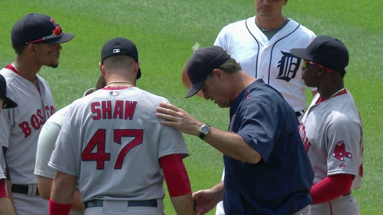 BOS@DET: Iglesias ruled out, Shaw gets shaken up