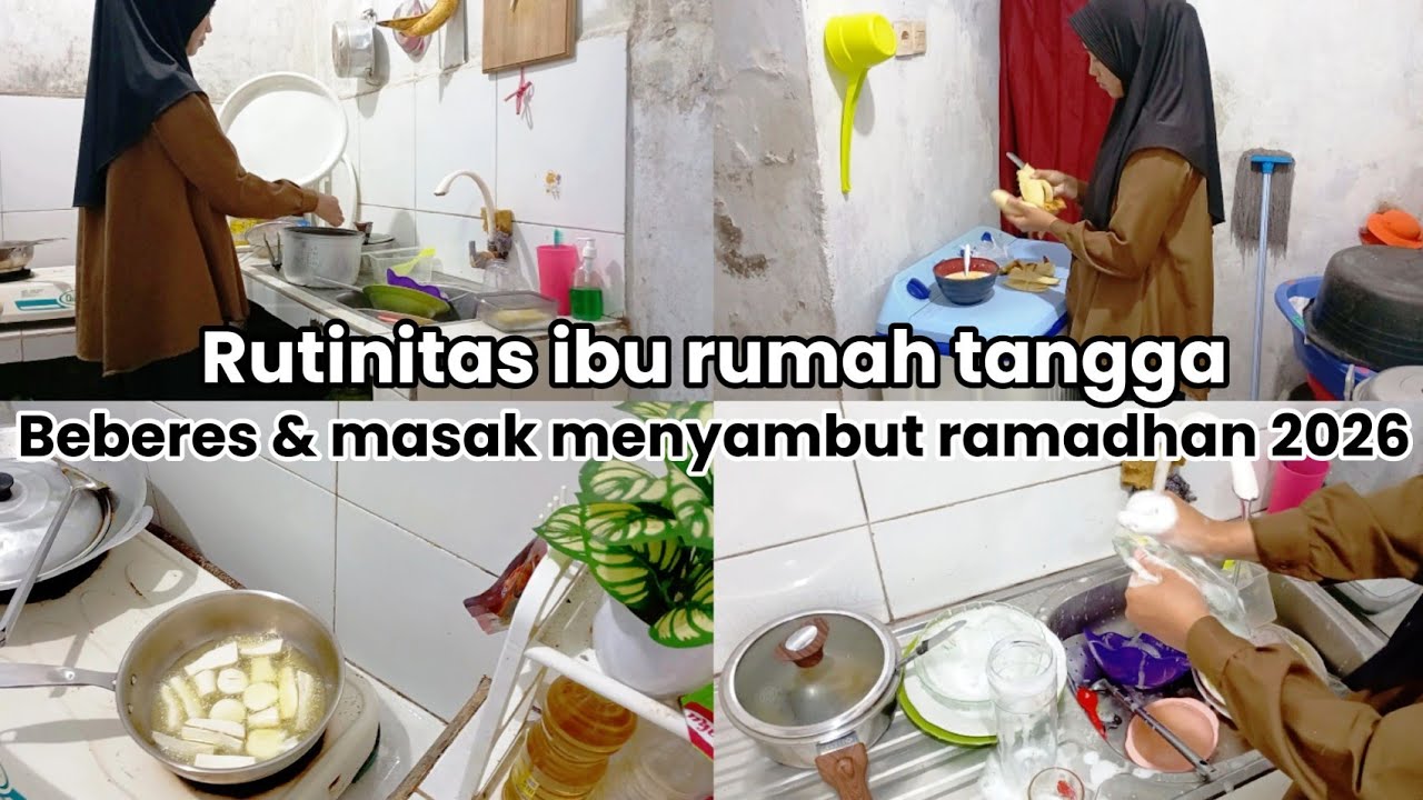 Rutinitas ibu rumah tangga menyambut bulan Ramadhan 2026 | Beberes rumah, masak ikan bumbu kuning