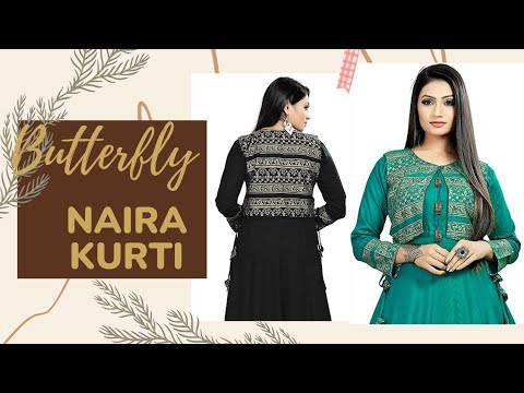 Naira Cut kurti or A–Line Style kurti || 𝘽𝙪𝙩𝙩𝙚𝙧𝙛𝙡𝙮 || Women Self  Design Anarkali Rayon Kurti - YouTube