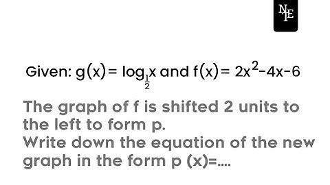 Grade 12 Functions Student Question Find equation of p(x) if f(x) is shifted 2 units left | NTE