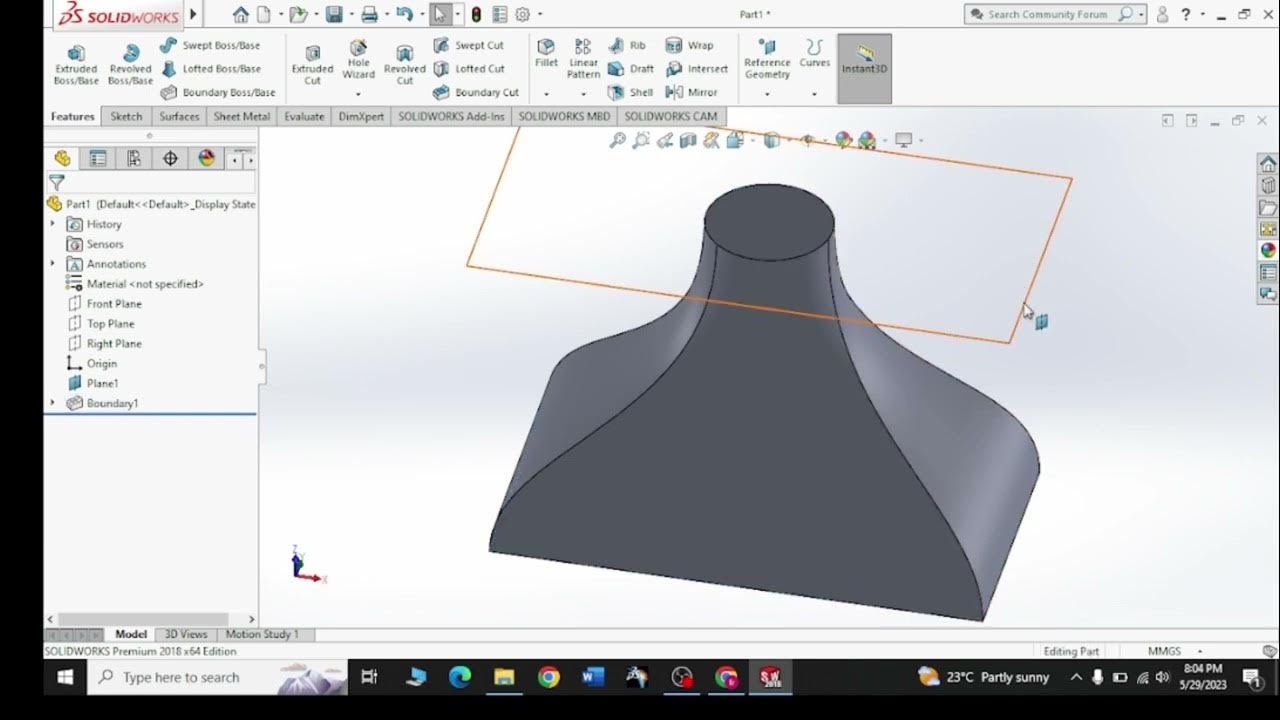 Boundary boss/base & Boundary cut SolidWorks basic tutorials Learn SolidWorks 3D YouTube