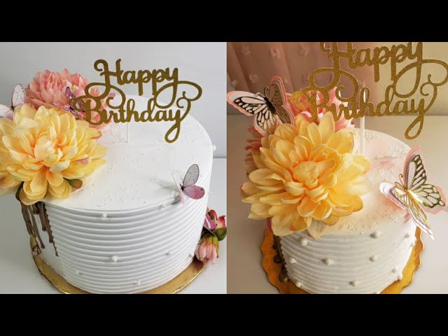 Decoracion de pastel para mujer en chantilly - YouTube