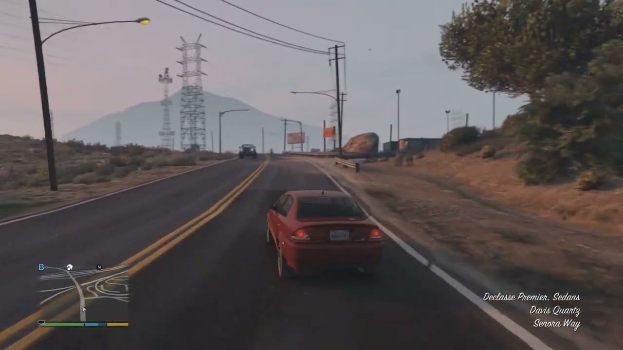 GTA V Michael is driving in Davis quartz (sunset)